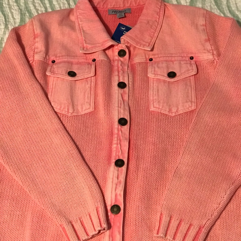 NWT PBJ Blues button up denim sweater jacket